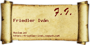 Friedler Iván névjegykártya